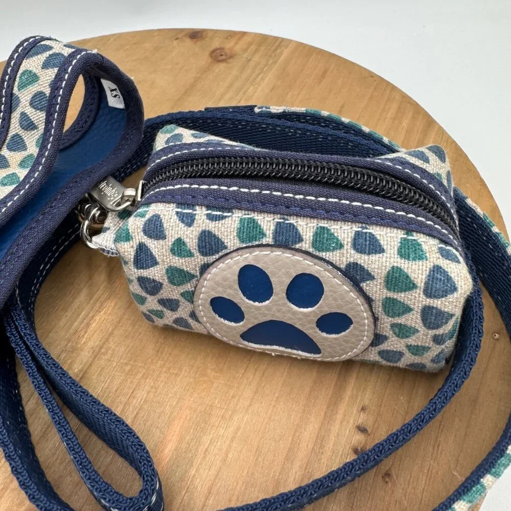 Dog harness and matching leash and poop bag holder size XS